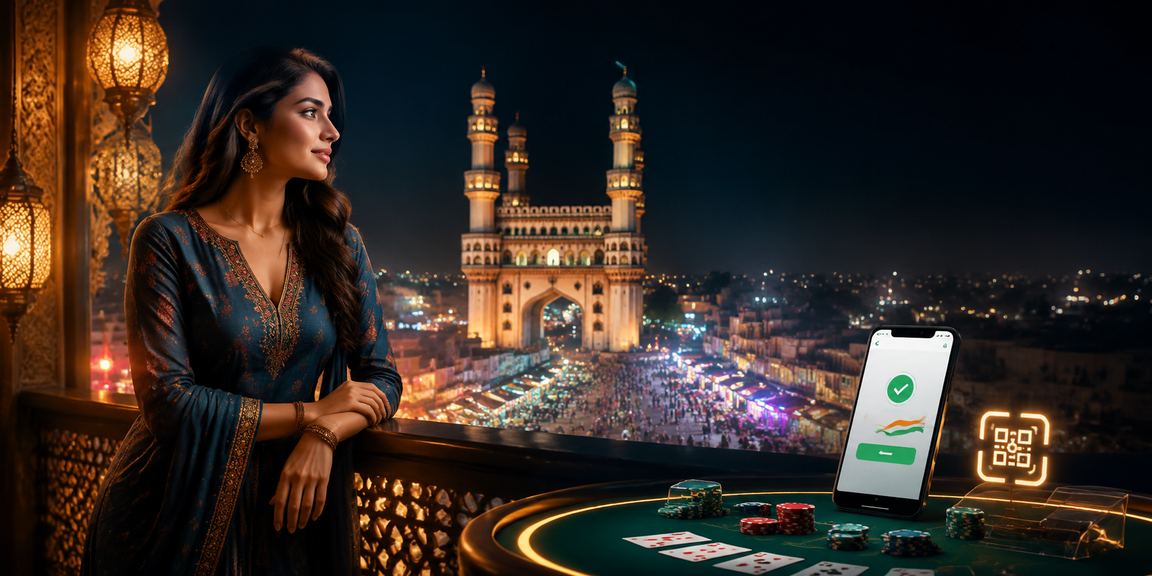Hyderabad Charminar night baccarat game scene